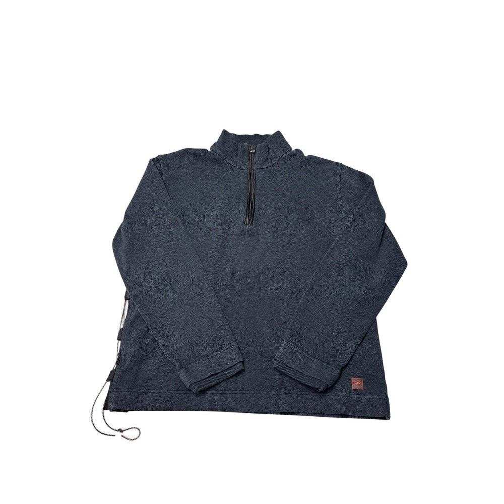 Hugo Boss Mens Quarter Zip Pullover Charcoal Grey Side‎ Zip Sweatshirt
